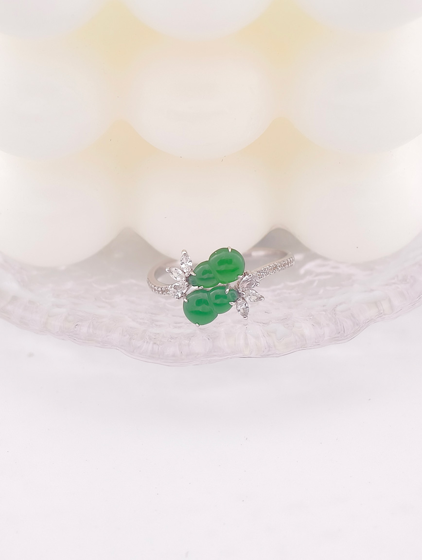 Natural Double Gourd Jadeite Ring