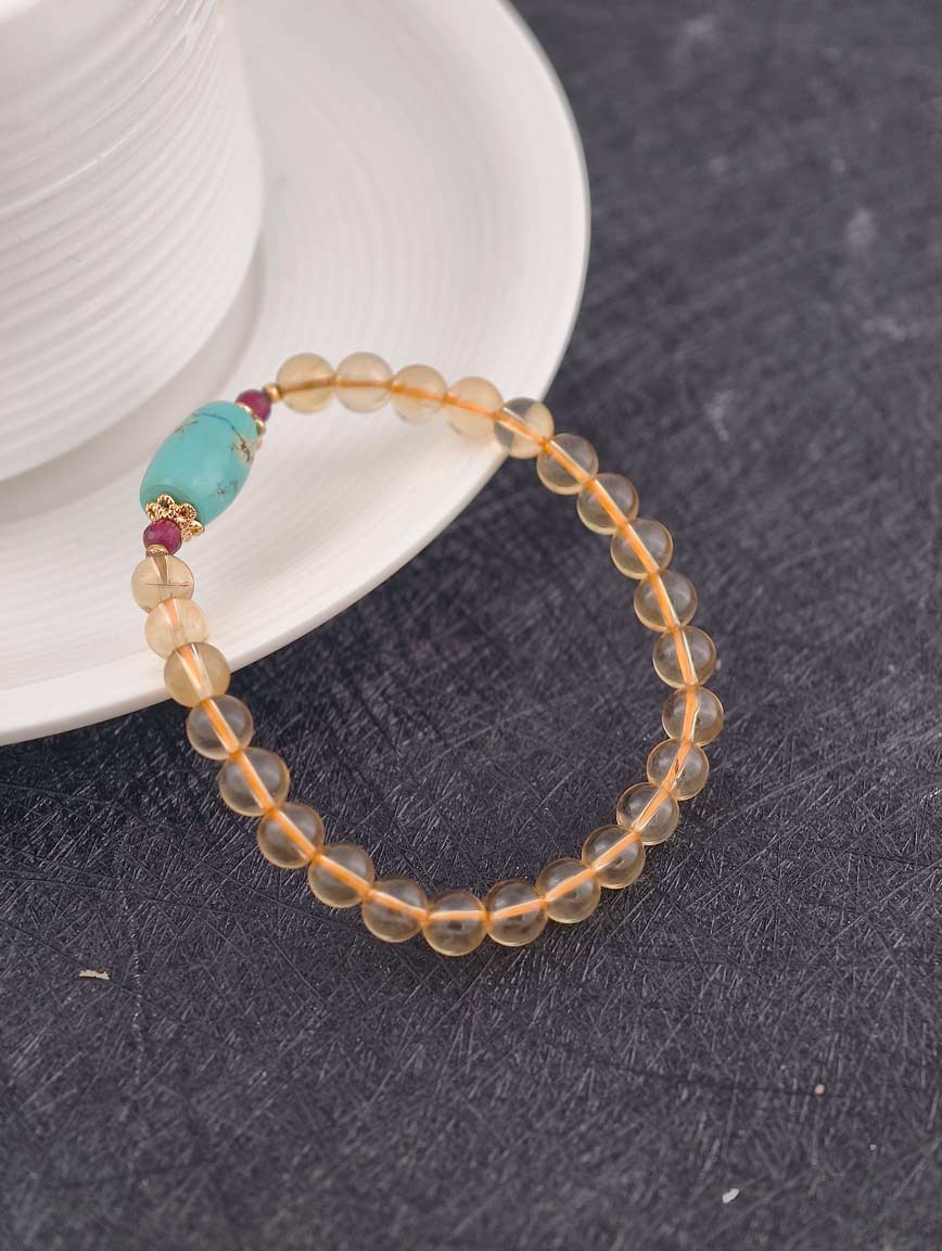 Natural Citrine and Turquoise Garnet Bracelet
