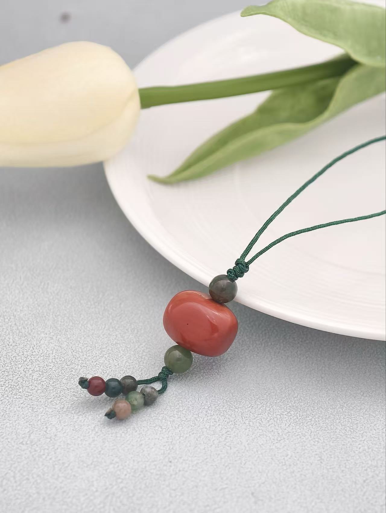 Natural South Red Agate Bag and Phone Charm