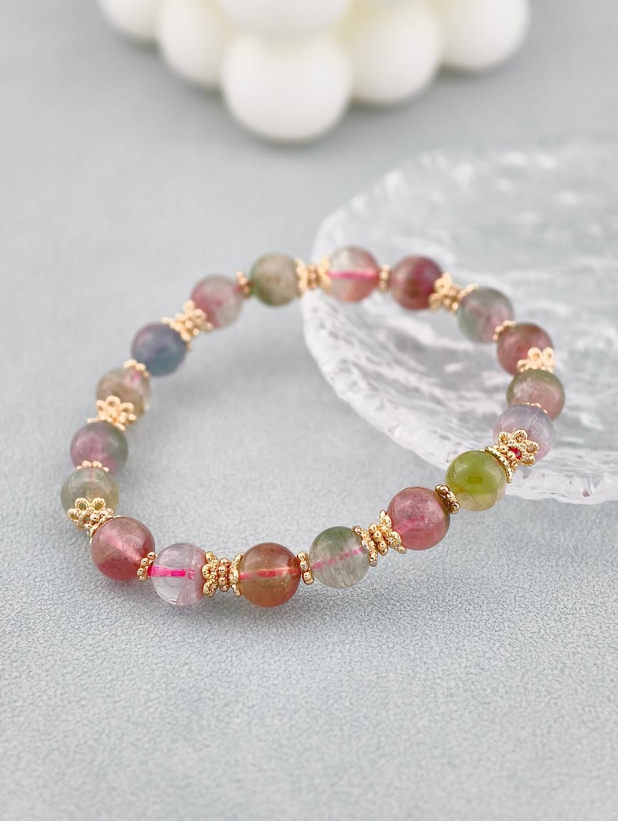 Natural Watermelon Tourmaline Delicate Style Bracelet