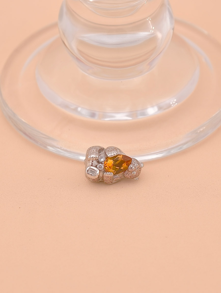 Natural Citrine Bear Hug Pendant