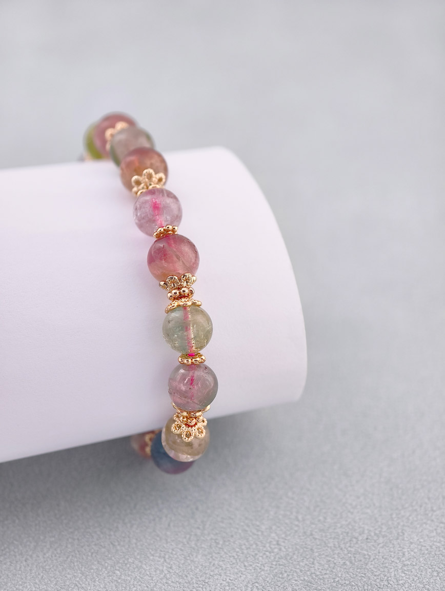 Natural Watermelon Tourmaline Delicate Style Bracelet