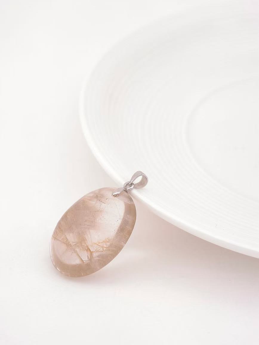 Natural Silver Rutilated Quartz Pendant