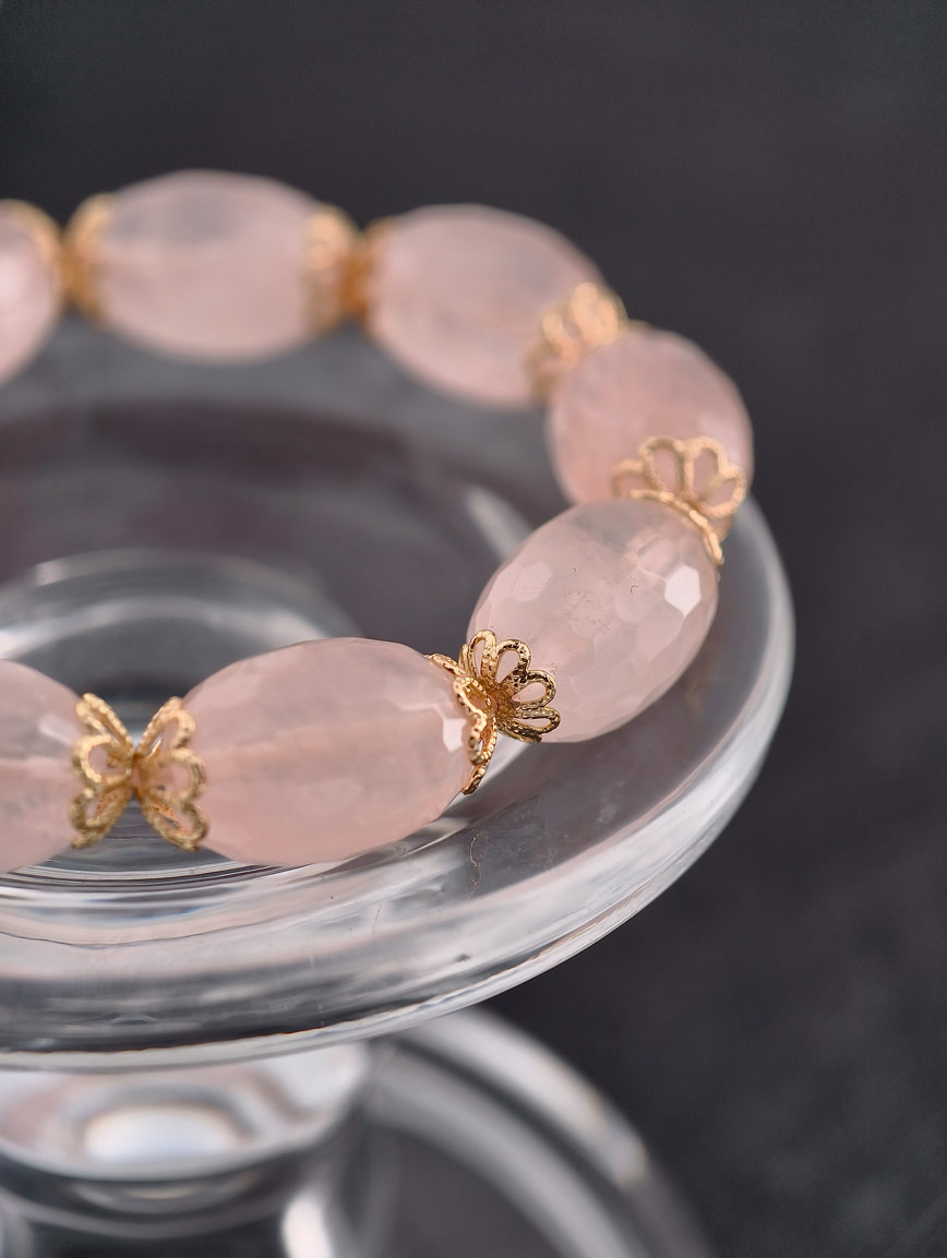 Natural Date Shaped Rose Quartz Bracelet