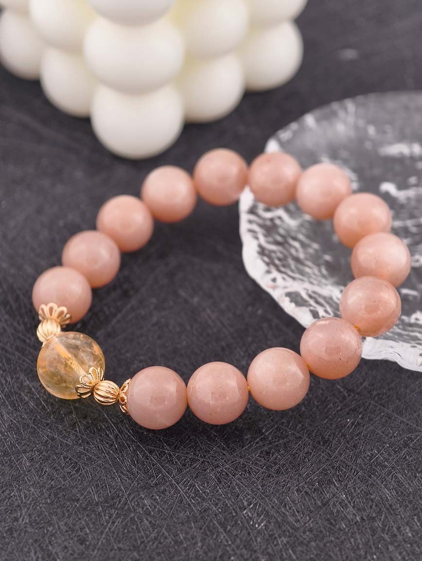 Orange Moonstone and Citrine Simple Style Bracelet
