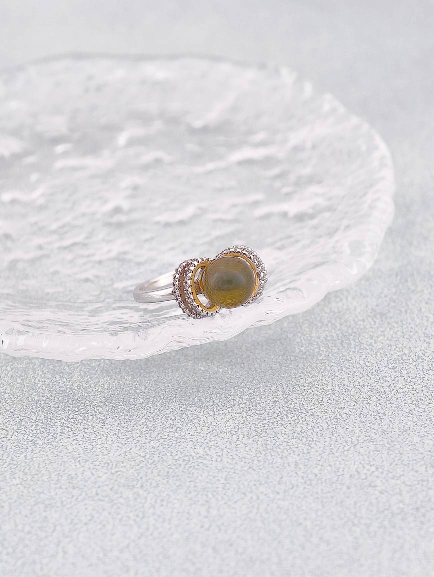 Gold Blue Amber Simple Ring