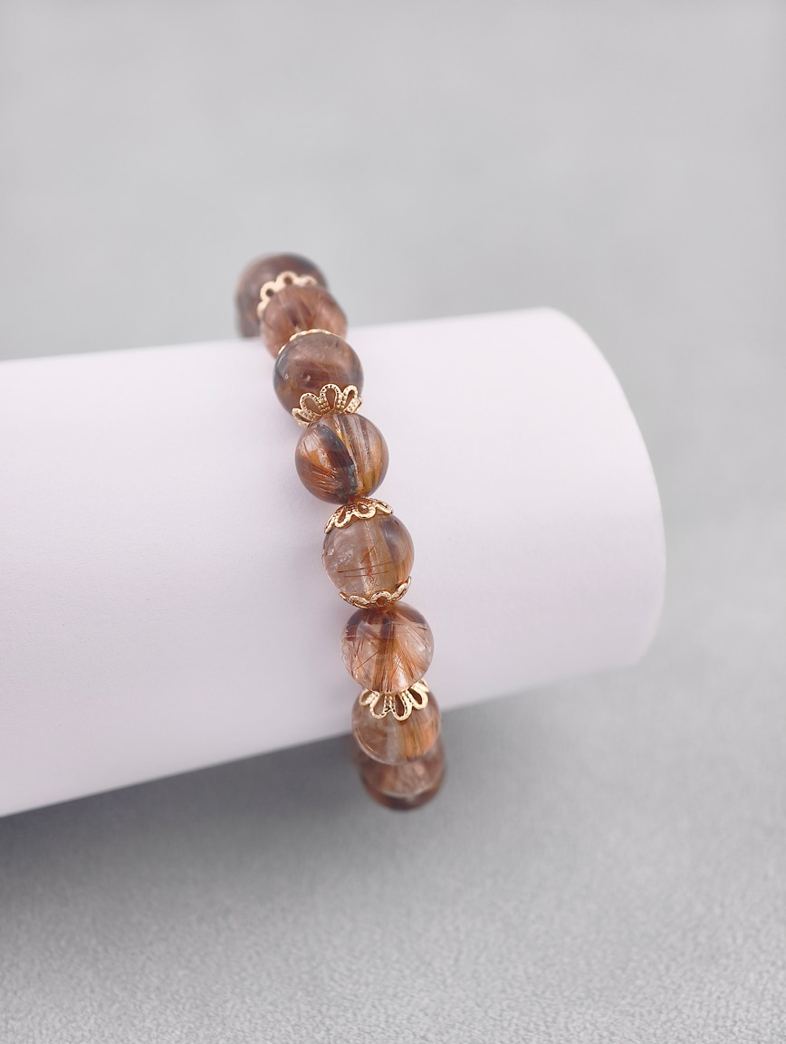 Natural Copper Rutilated Quartz Elegant Bracelet