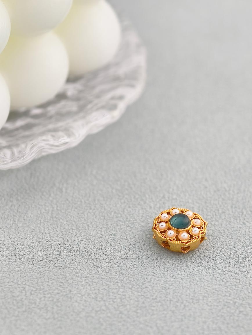 Natural Tourmaline Ruyi Flower Sterling Silver DIY Accessory