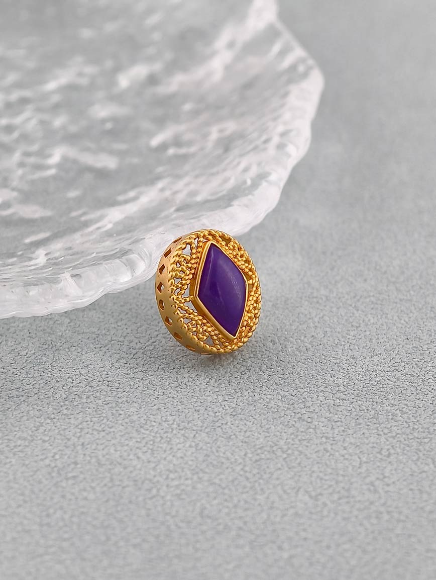 18K Gold Inlaid Natural Sugilite Exquisite Style DIY Accessory
