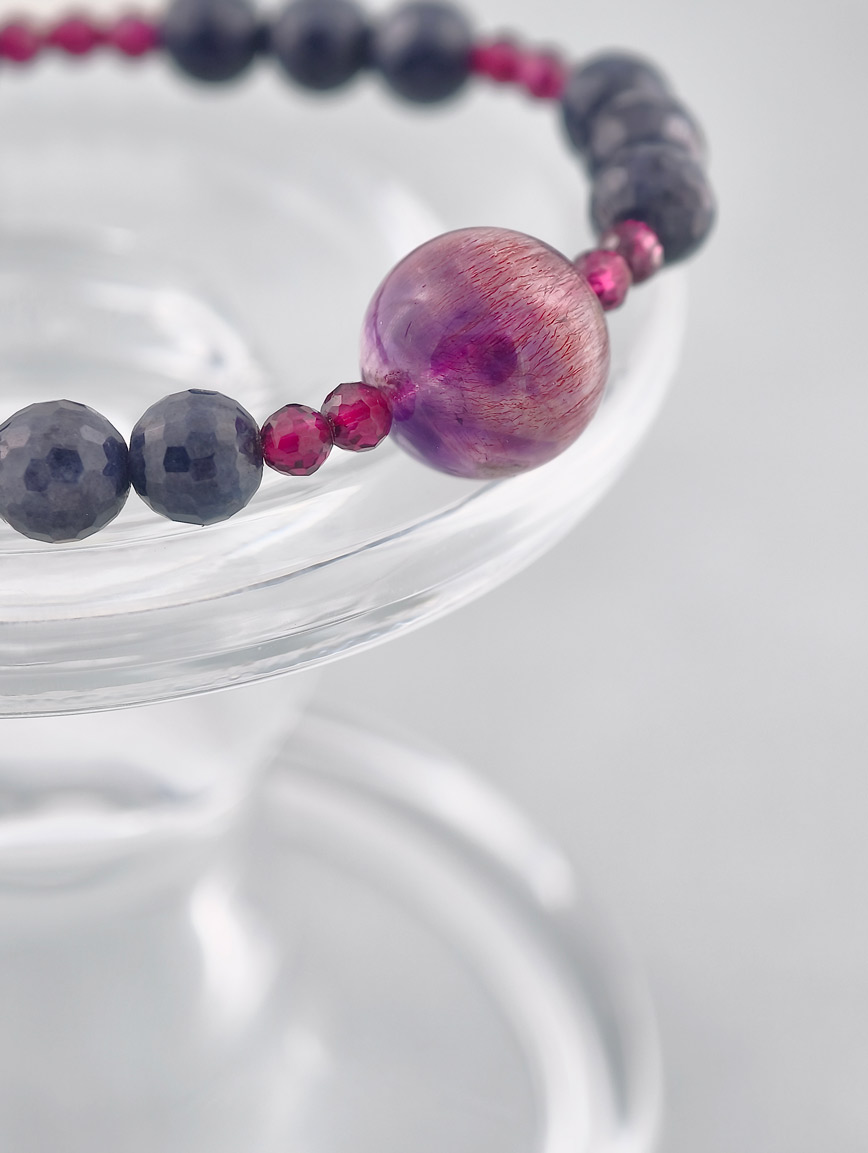 Sapphire and Super Seven Garnet Energy Bracelet