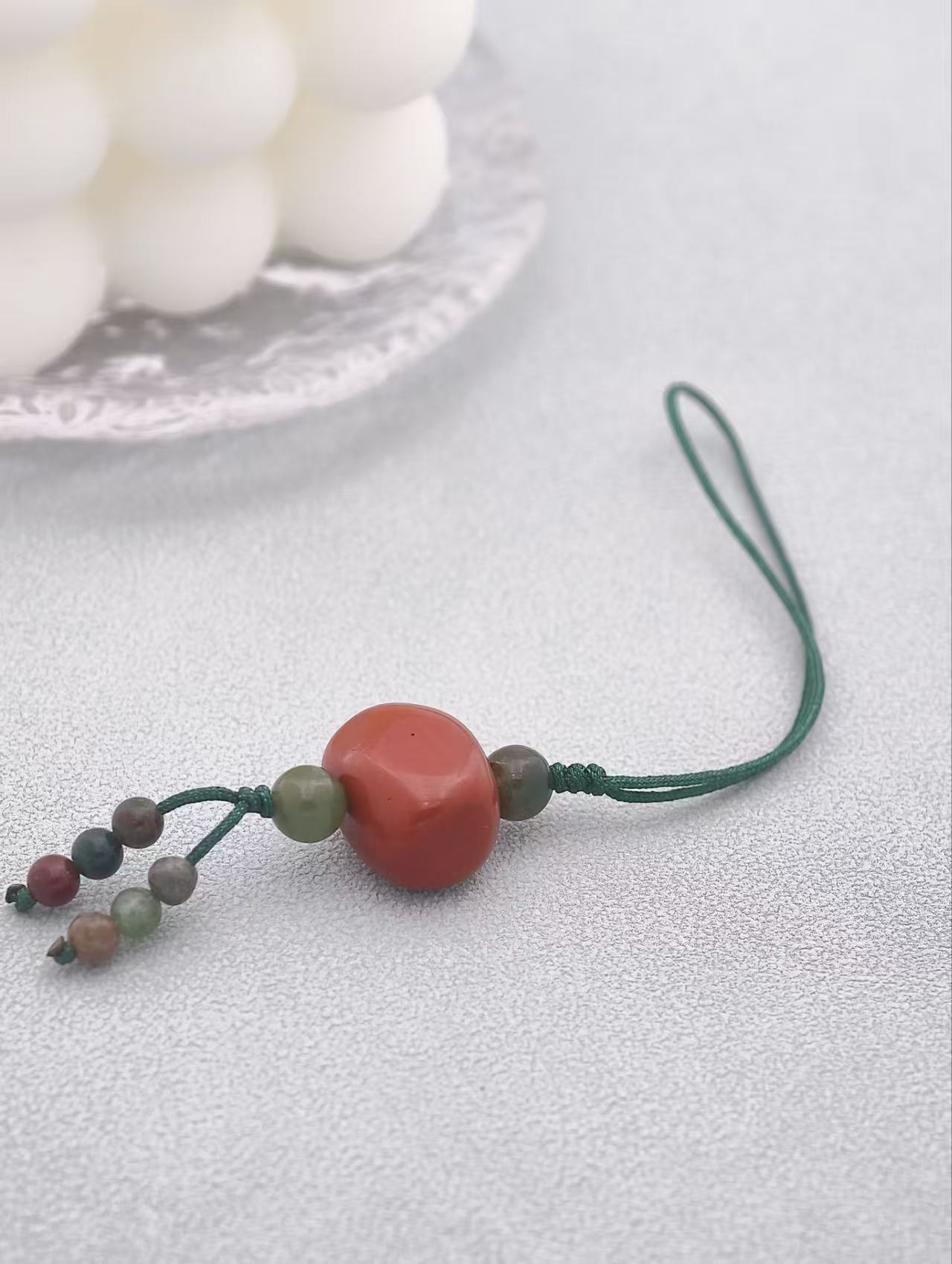 Natural South Red Agate Bag and Phone Charm