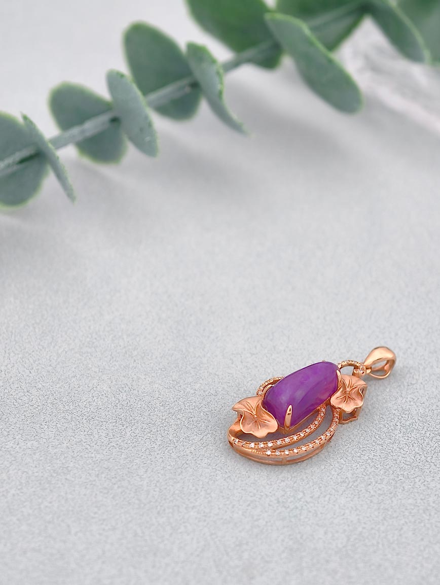 18K Gold Sugilite Exquisite Style Pendant