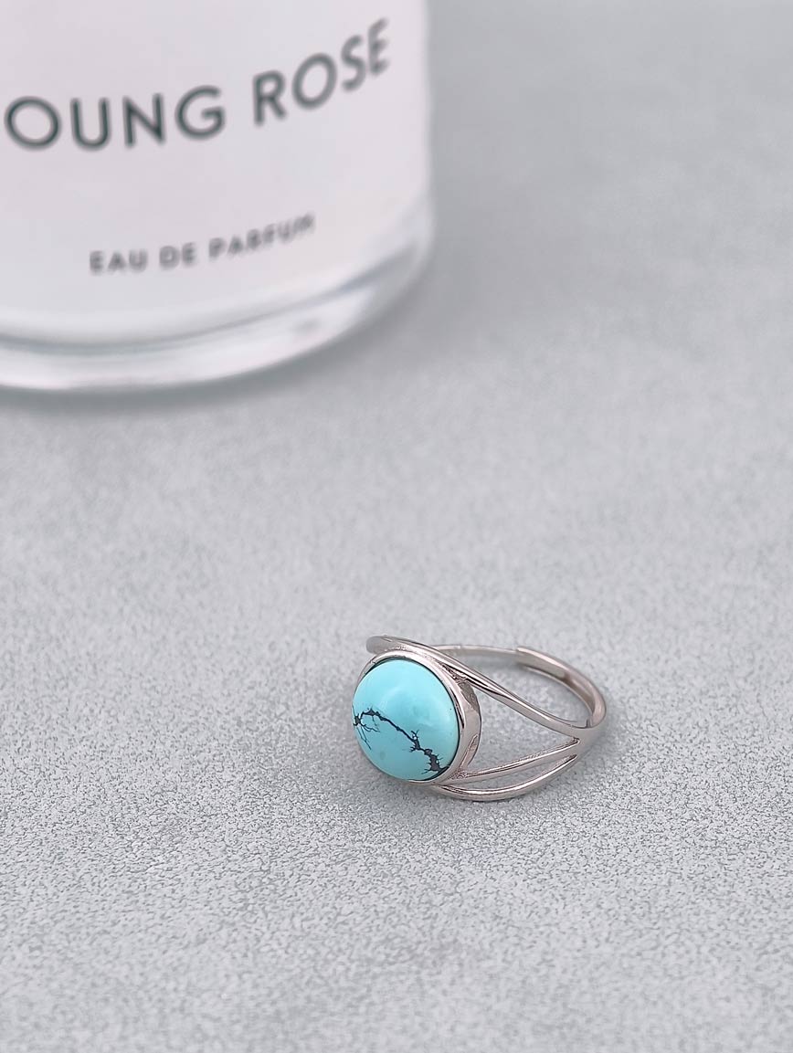 Natural Raw Mineral High Porcelain High Blue Turquoise Design Ring