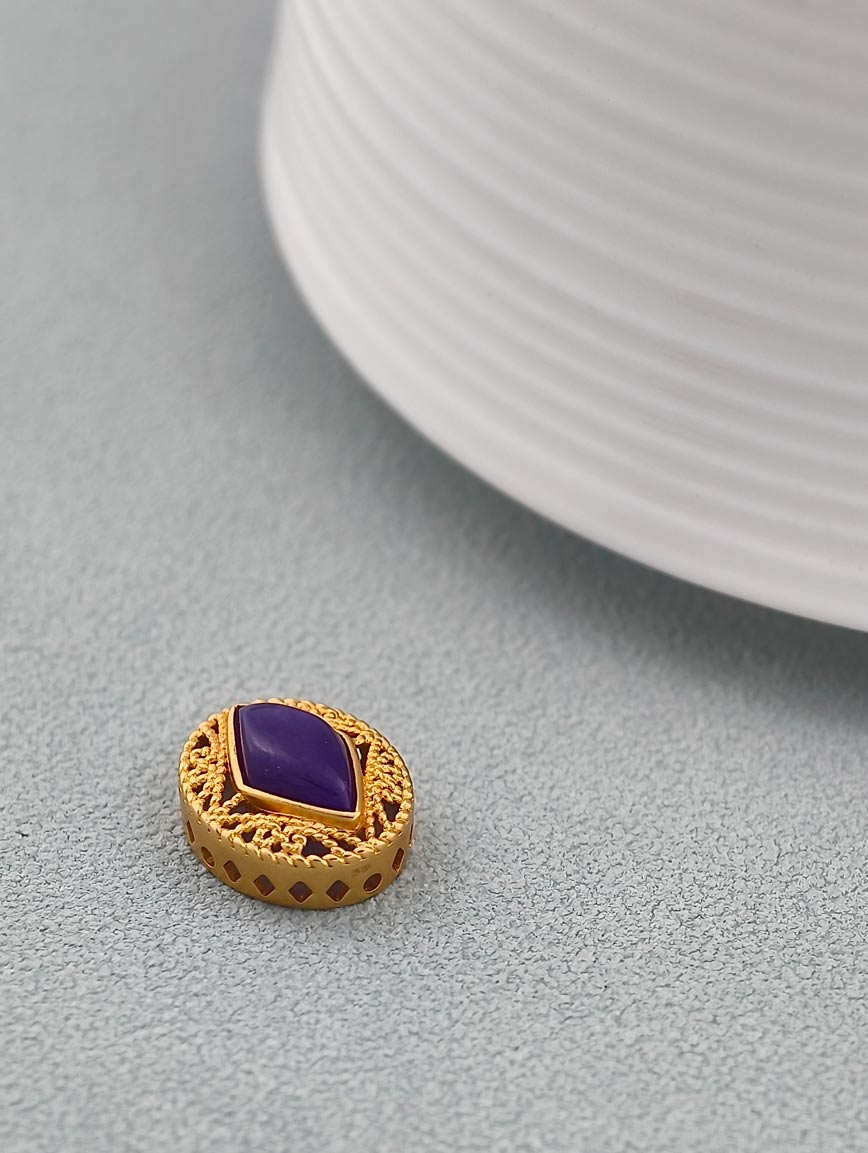 18K Gold Inlaid Natural Sugilite Exquisite Style DIY Accessory