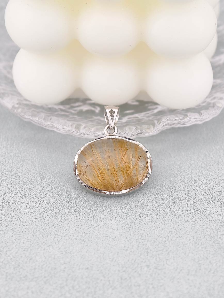Natural Rutilated Quartz Simple Style Pendant