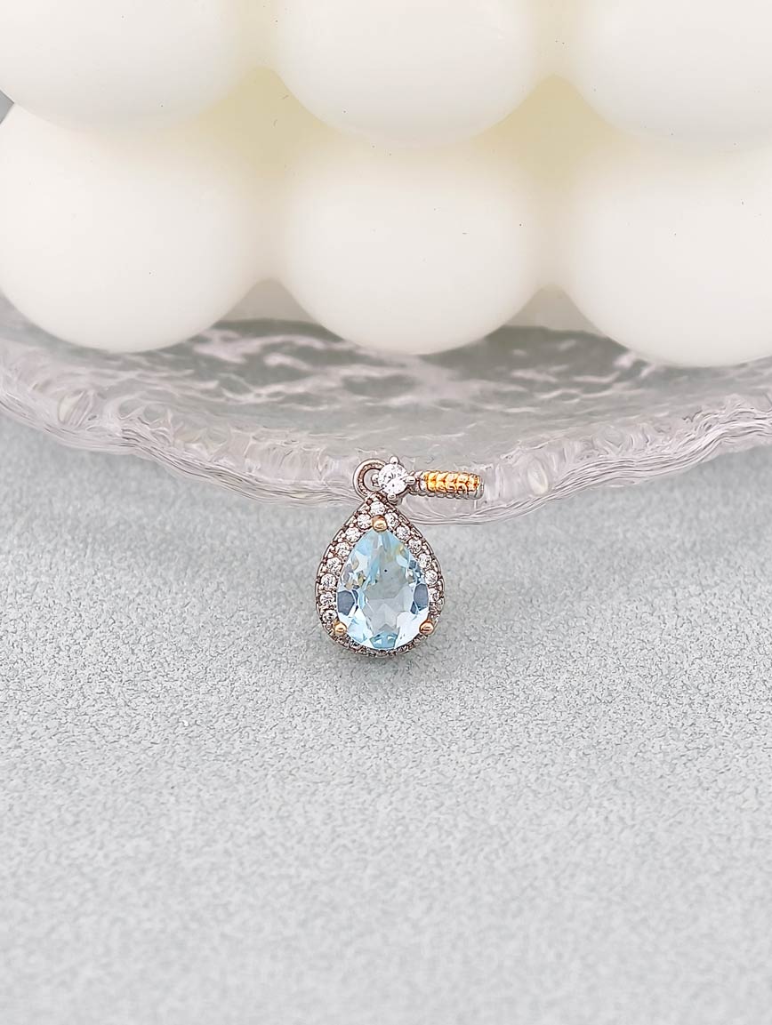 Blue Topaz Drop Sterling Silver Pendant