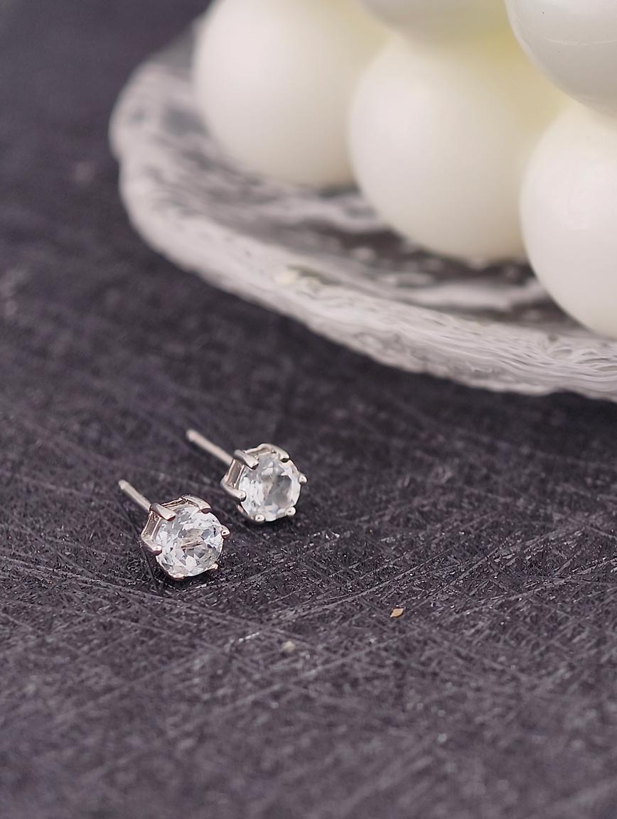 Natural Topaz Simple Style Sterling Silver Earrings