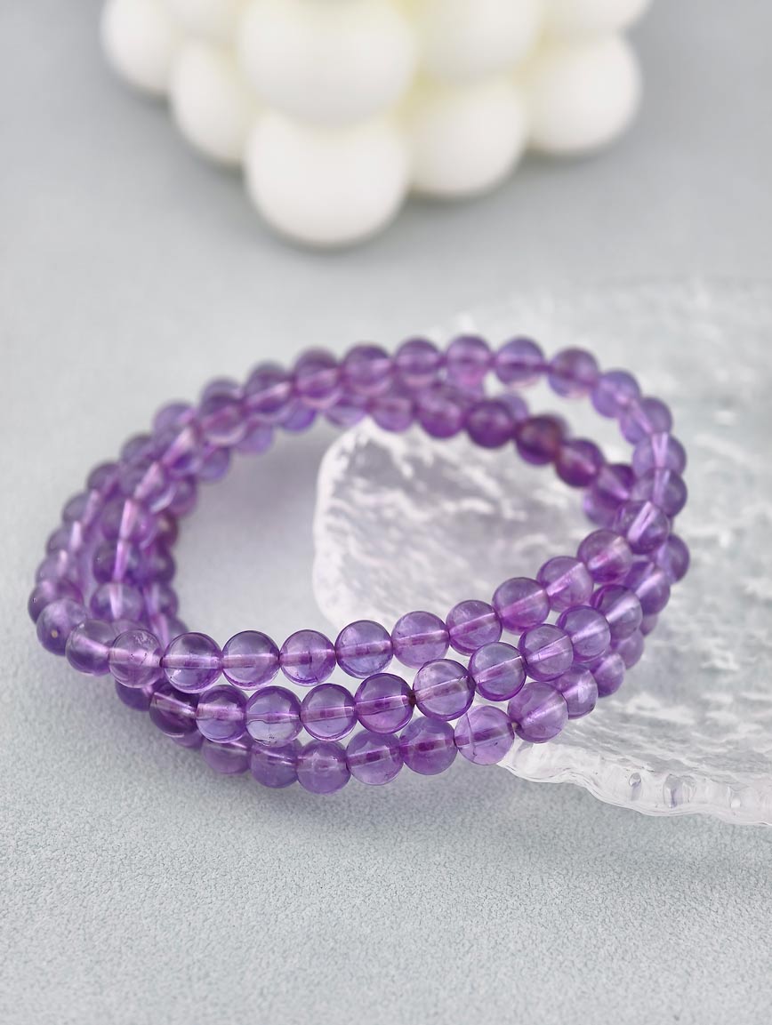 Natural Amethyst Three-Wrap Bracelet