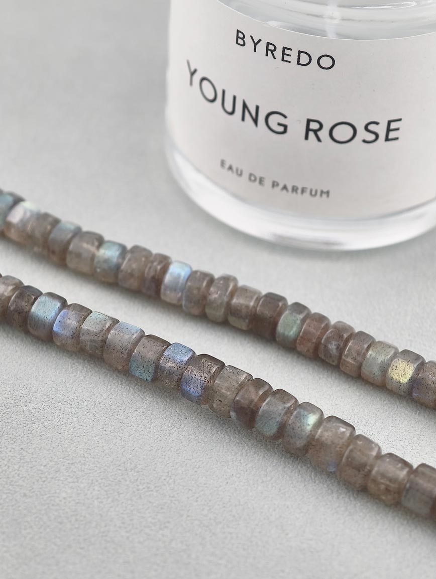 Natural Labradorite with Orange Garnet Necklace