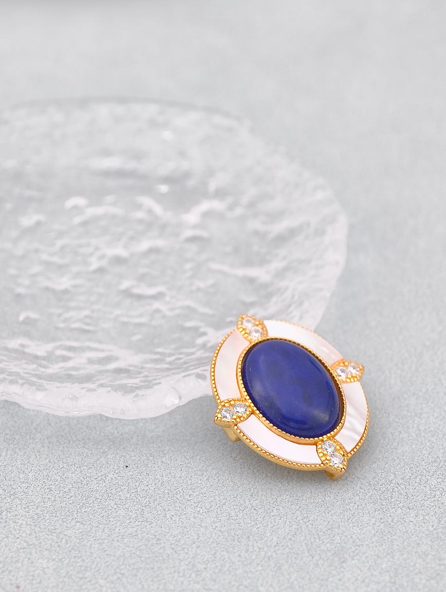 Natural Lapis Lazuli Brooch and Pendant Dual-purpose