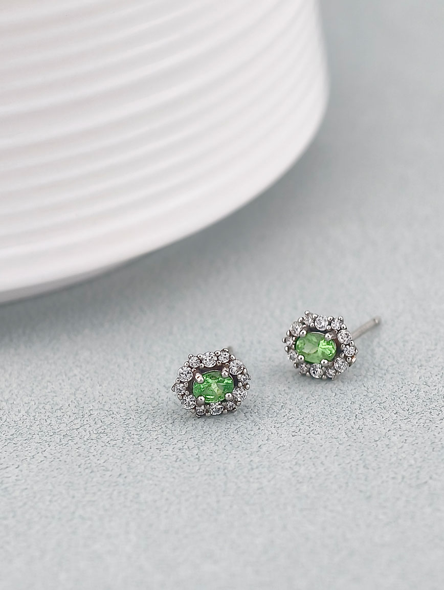 Natural Peridot Exquisite Style Sterling Silver Earrings