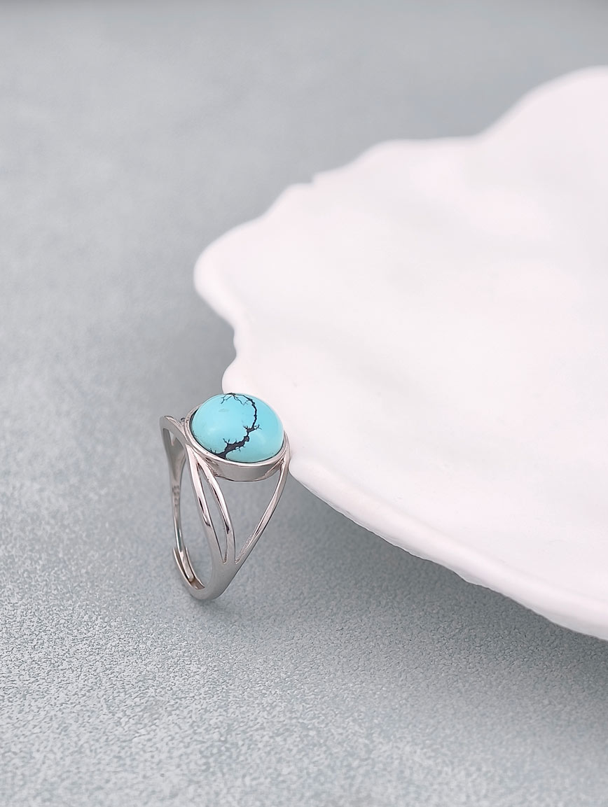 Natural Raw Mineral High Porcelain High Blue Turquoise Design Ring