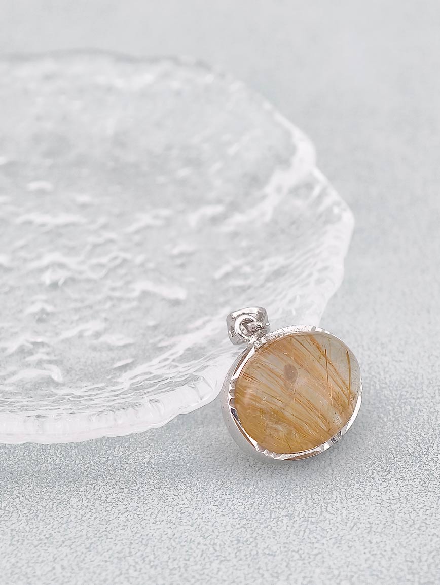 Natural Rutilated Quartz Simple Style Pendant