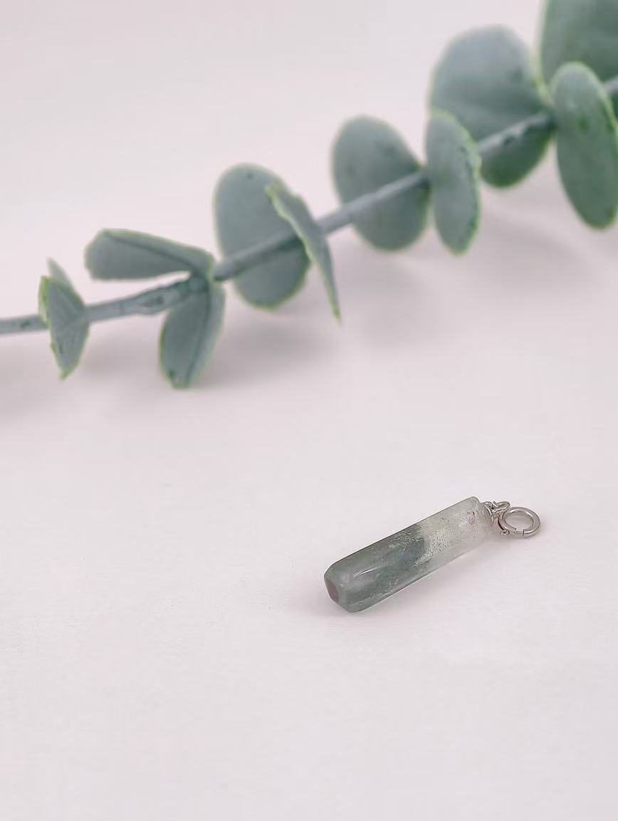 Natural Green Phantom Sterling Silver Pendant