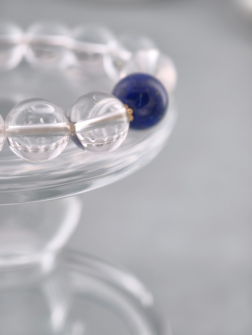 Natural Clear Quartz and Lapis Lazuli Bracelet
