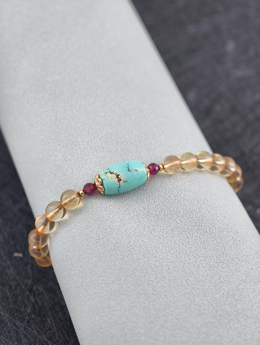 Natural Citrine and Turquoise Garnet Bracelet