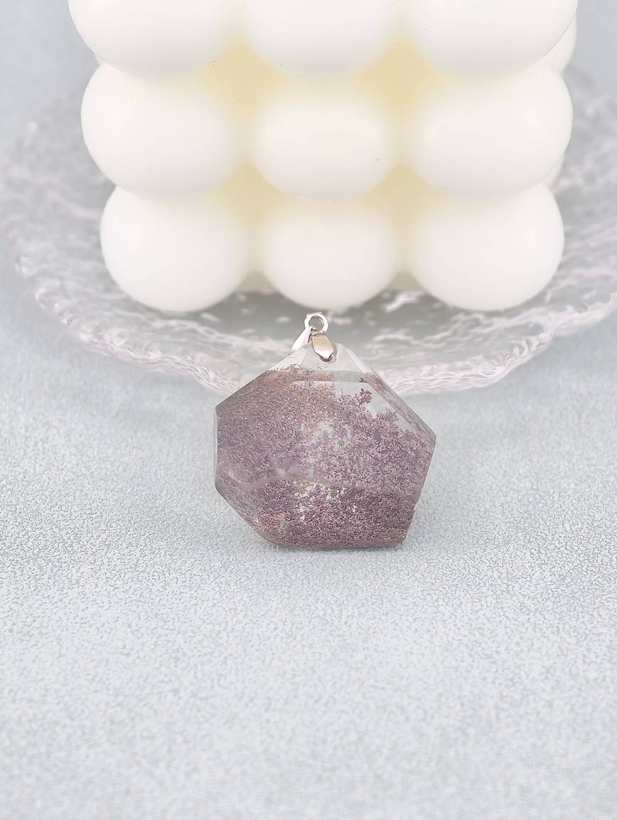 Natural Red Phantom Sterling Silver Pendant