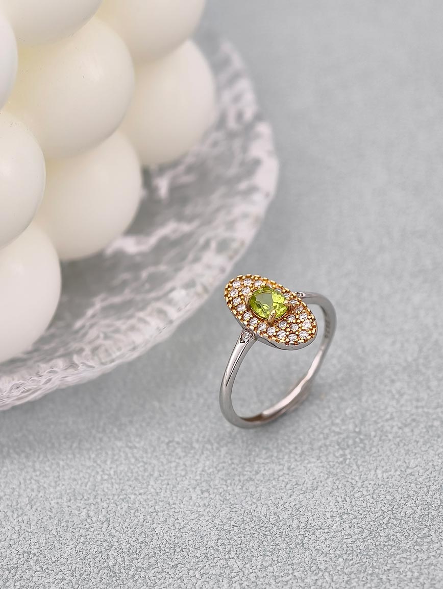 Sterling Silver Inlaid Natural Peridot Ring