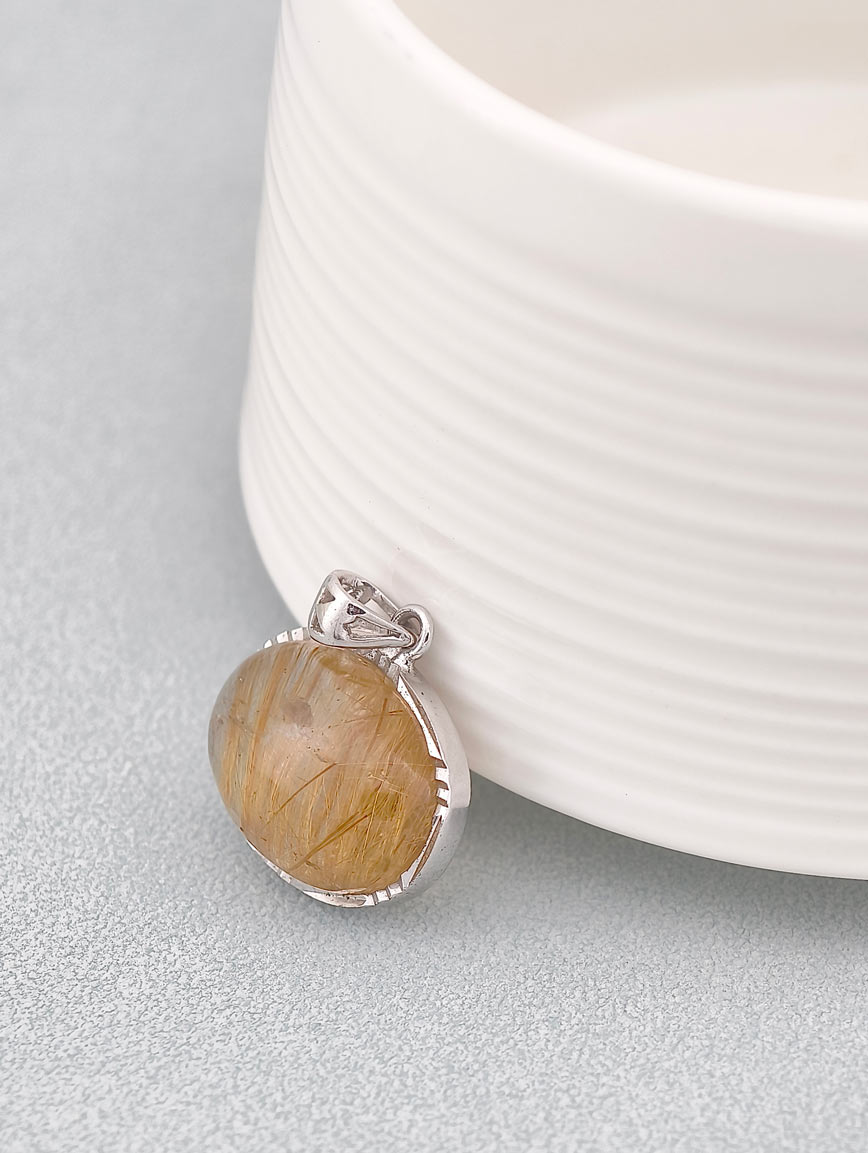 Natural Rutilated Quartz Simple Style Pendant
