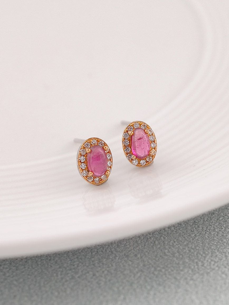 Natural Pink Tourmaline Exquisite Style Sterling Silver Earrings