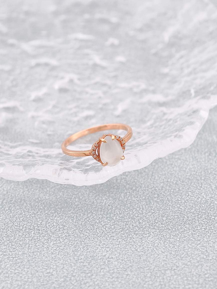 Natural White Jadeite Ring