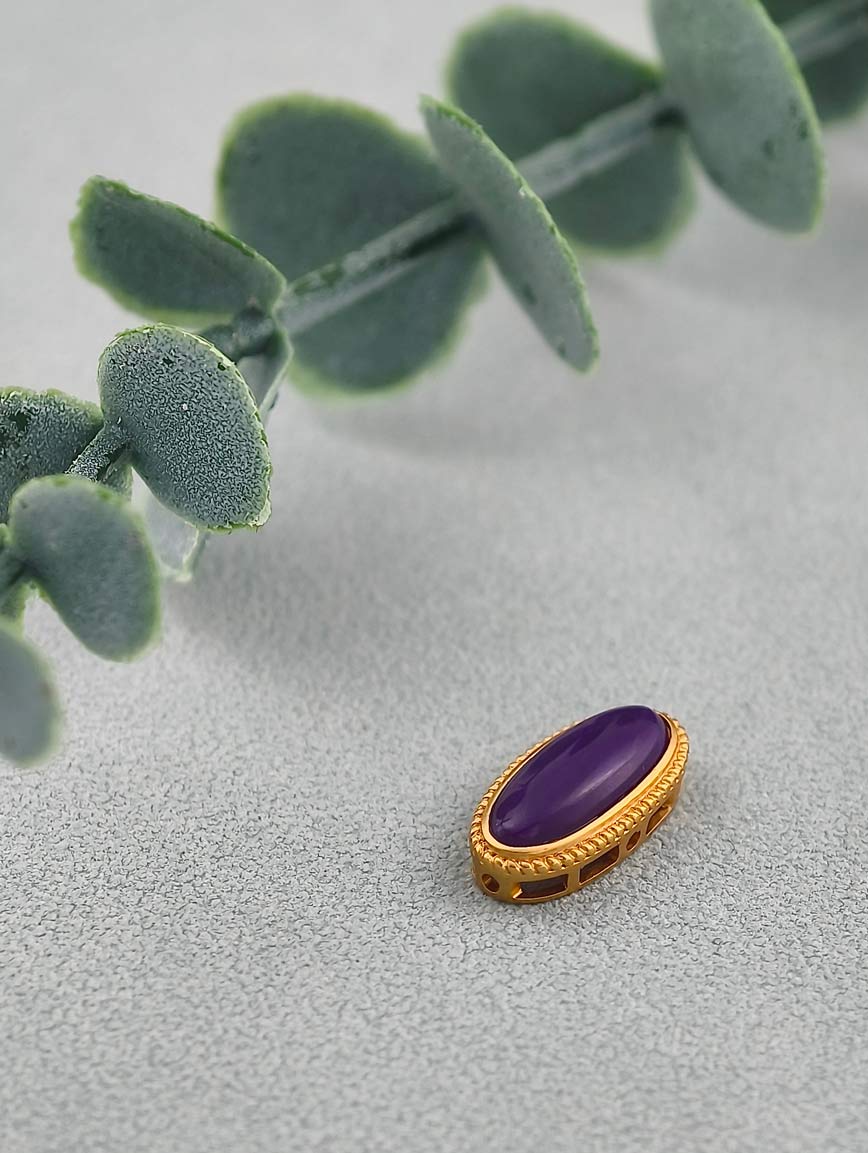 18K Gold Inlaid Oval Sugilite DIY Accessory