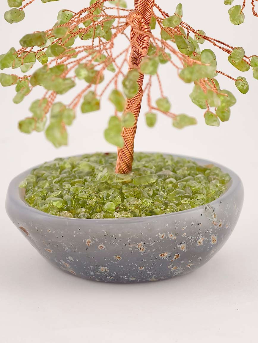 Natural Peridot Agate Cornucopia Tree
