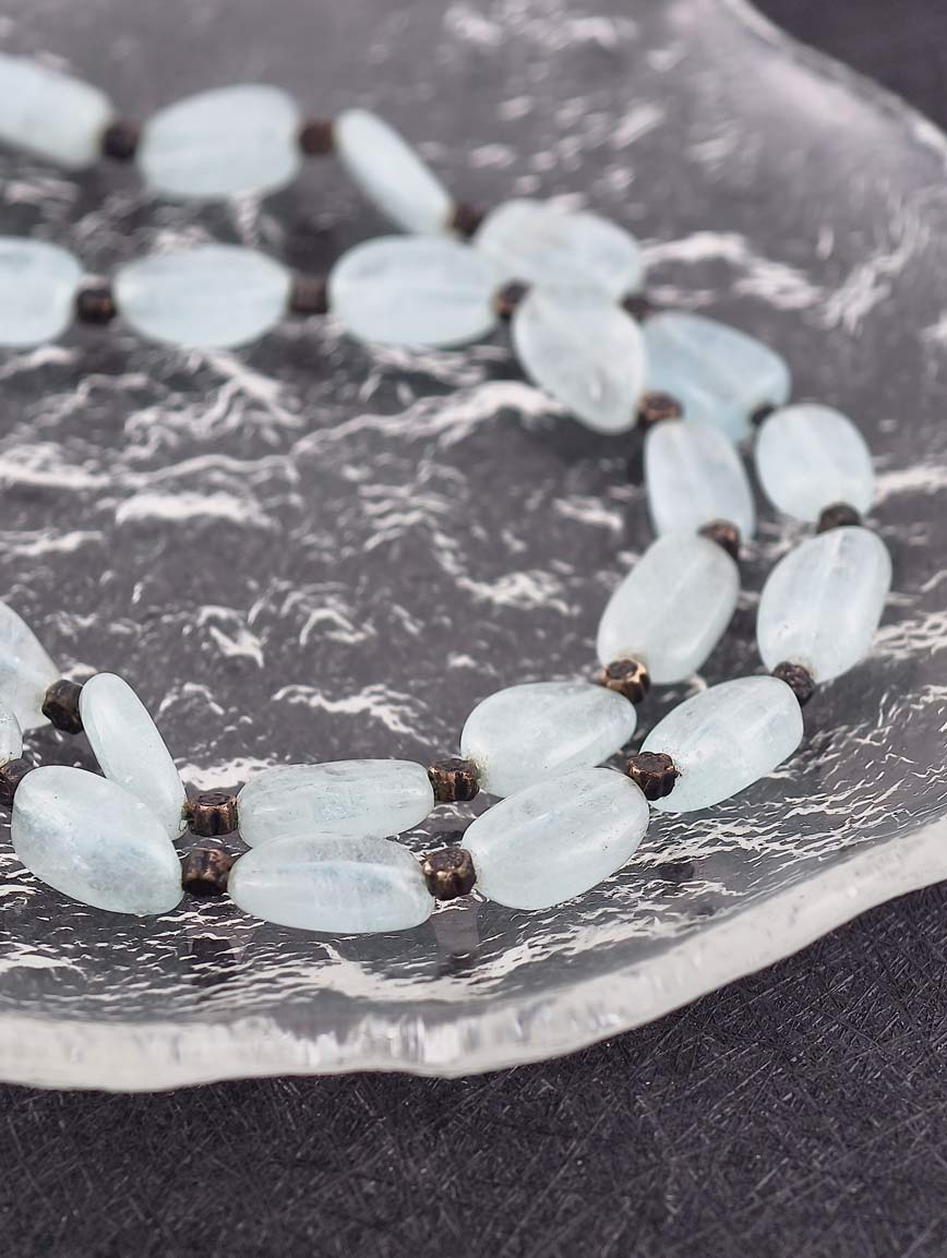 Natural Aquamarine Necklace with S925 Silver Flower
