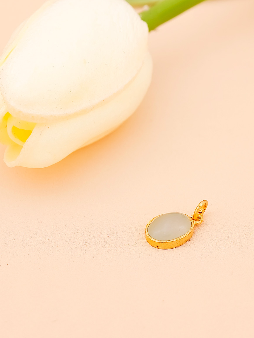 Natural White Jadeite Sterling Silver Pendant