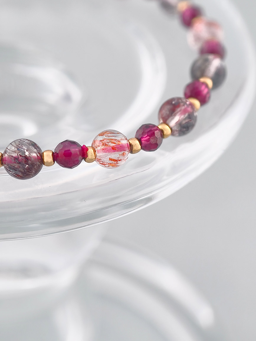 Natural Super Seven and Garnet Bracelet