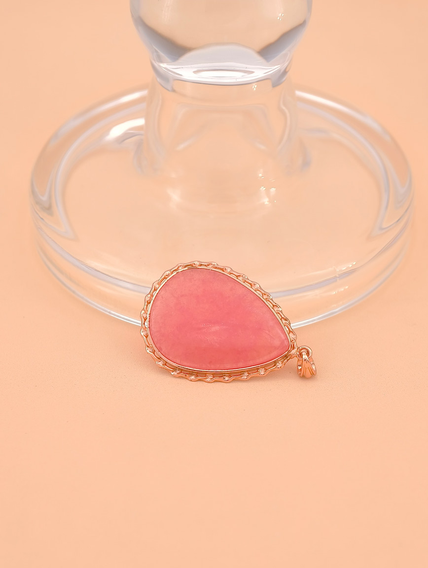 Natural Water Drop Rhodochrosite Sterling Silver Pendant