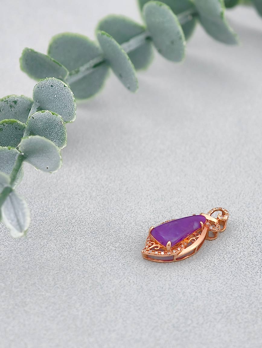 18K Gold Sugilite Diamond Pendant
