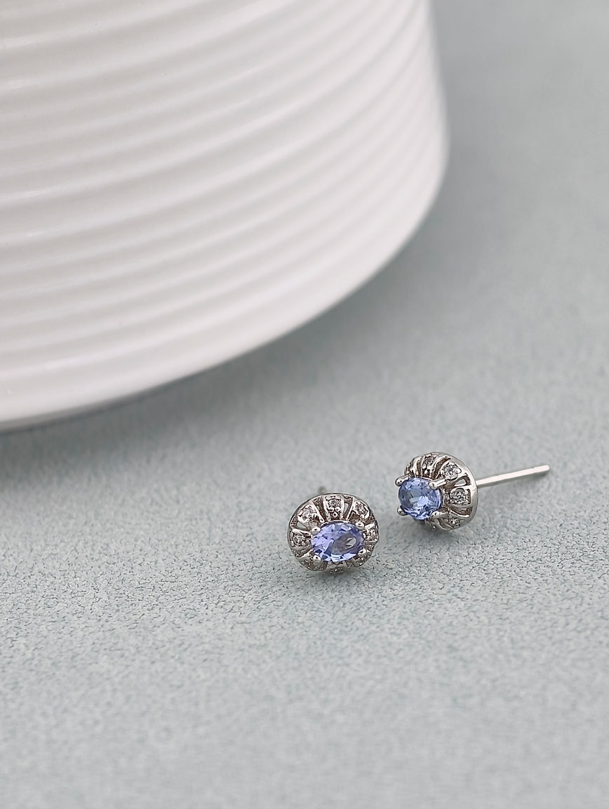 Natural Tanzanite Sterling Silver Earrings