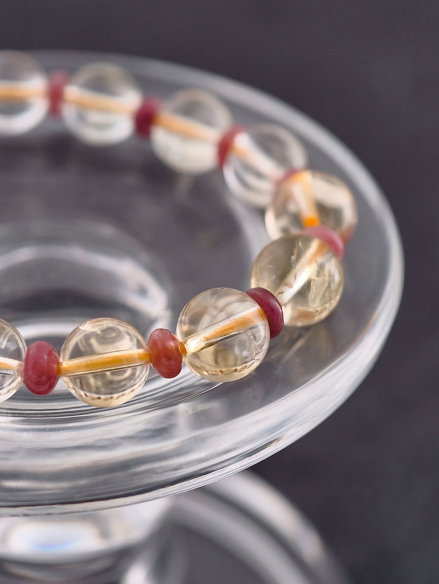 Natural Citrine and Abacus Bead Tourmaline Bracelet