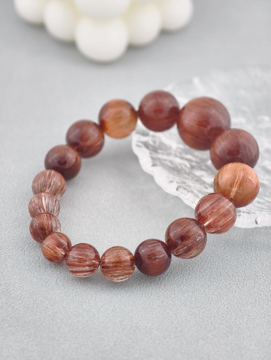 Collectible Gradient Copper Rutilated Quartz Bracelet