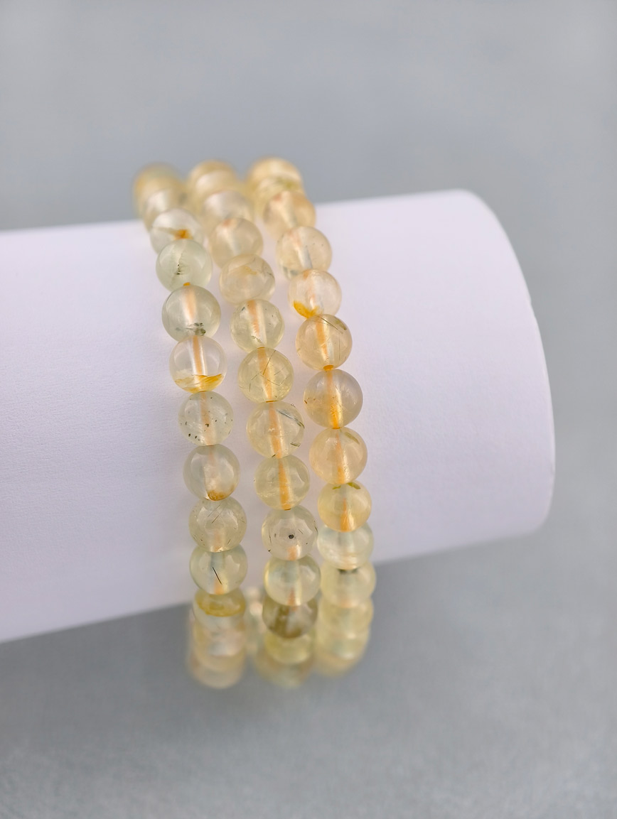 Natural Golden Prehnite Three-Wrap Bracelet