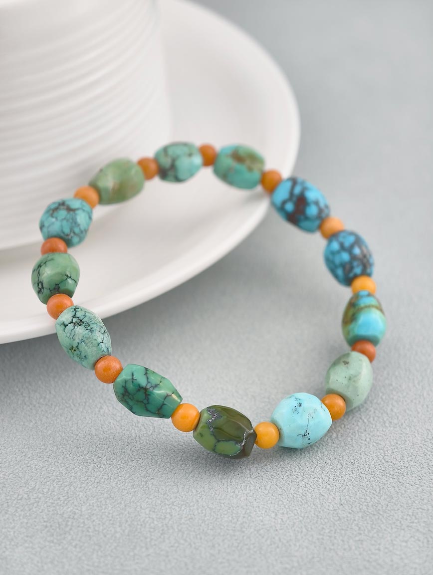 Natural Turquoise and Beeswax Bracelet