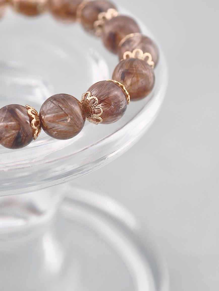 Natural Copper Rutilated Quartz Elegant Bracelet