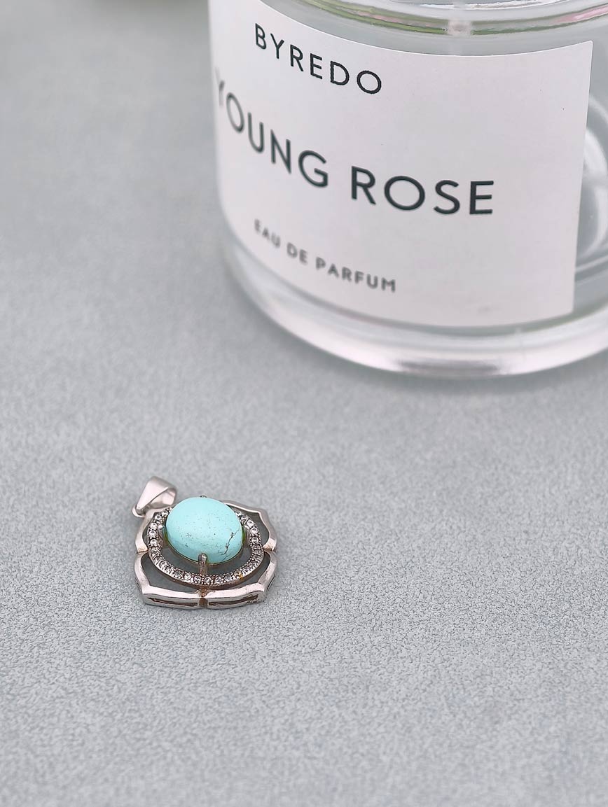 Natural Turquoise Sterling Silver Pendant