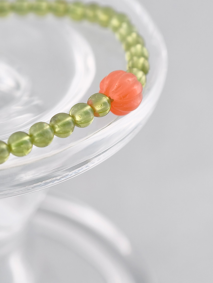 Natural Peridot and South Red Agate Bracelet